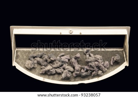 dryer lint screen showing accumulation with clipping path at original size