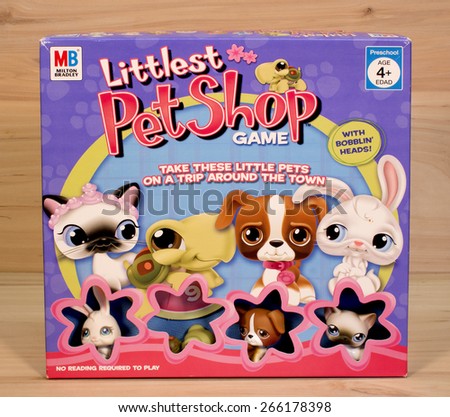RIVER FALLS,WISCONSIN-APRIL3,2015: A Littlest Pet Shop game box. This game was distributed by Milton Bradley.
