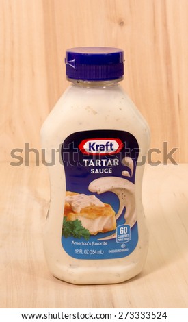 RIVER FALLS,WISCONSIN-APRIL 27,2015: A bottle of Kraft brand Tartar Sauce. Kraft Food Group Incorporated is based in Northfield,Illinois.
