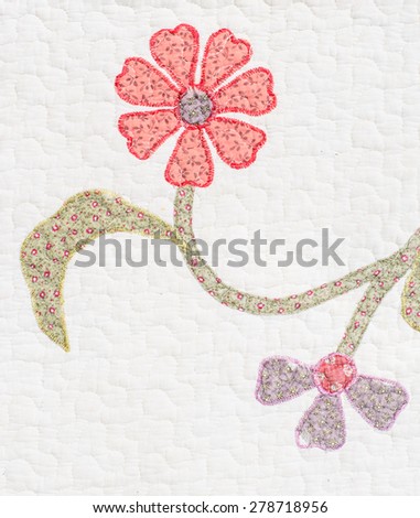 Background pattern of fabric,blanket with red flower on vintage style