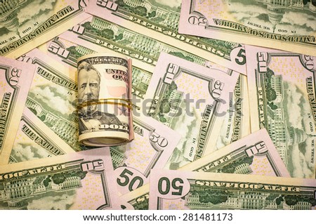 Success and got profit from business with all fifty us dollars banknotes