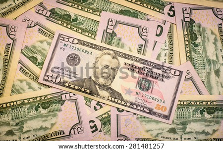Success and got profit from business with all fifty us dollars banknotes