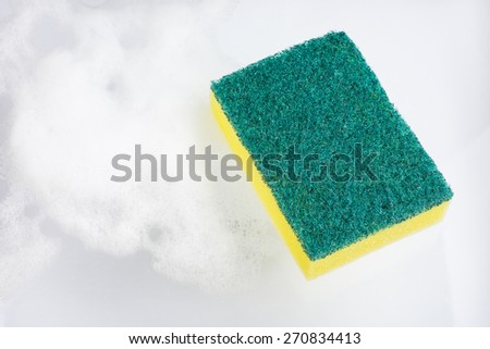 cleaners, detergents, household cleaning sponge for cleaning with foam.