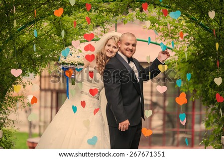 Beautiful wedding couple has fun your wedding day