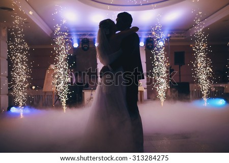 brides wedding party in the elegant restaurant with a wonderful light and atmosphere