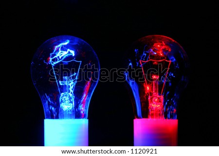 Two Bulbs red and blue