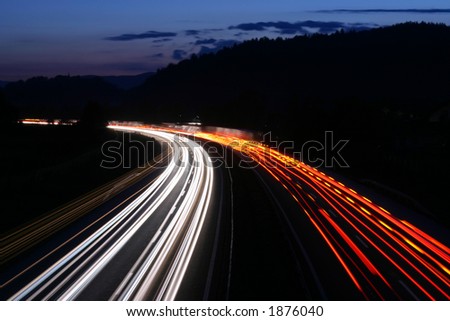 stock photo Car lights on a highway at night