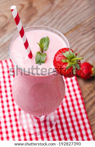 Delicious strawberry smoothie close-up