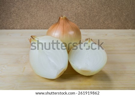 White onion on wood