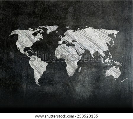 grunge black and white  world map ,vintage