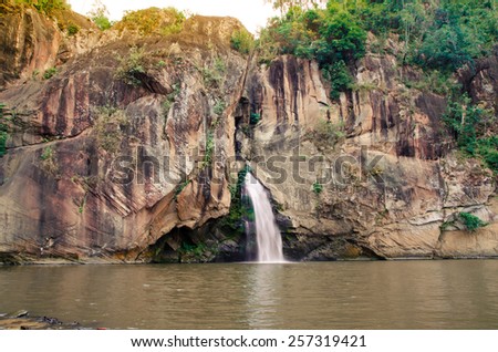 Chattrakan Waterfall in Thailand water fall in deep forest at border of Phitsanulok province Thailand  : soft focus