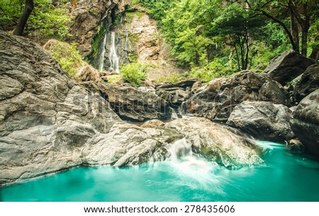 Klonglan Waterfall is waterfall in Kampangphet  province asia southeast asia Thailand ,rainforest nature