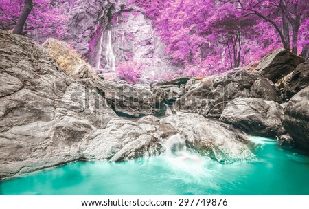 Klonglan Waterfall is waterfall in Kampangphet province asia southeast asia Thailand ,rainforest nature