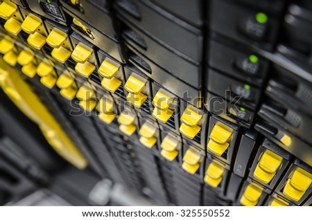 network server in datacenter shallow in dept of field