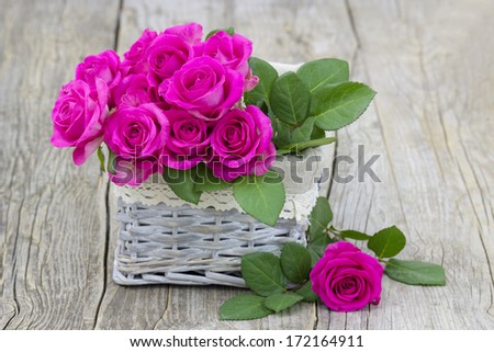 Pink Roses In A Basket