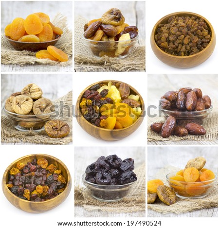 Dried fruit collection - collage