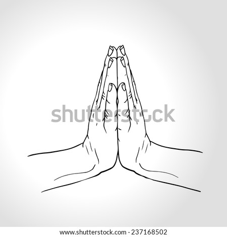 Vector Thai greeting.Two Hands Pressed Together in Prayer Position. Action for Prayer, Gratitude, Greeting and Thankful Isolated on White Background