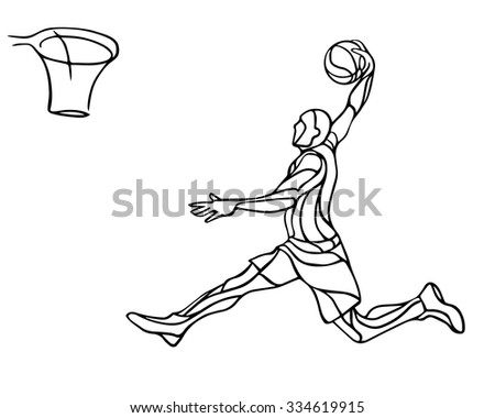 Basketball Player Slam Dunk Silhouette Vector Illustration