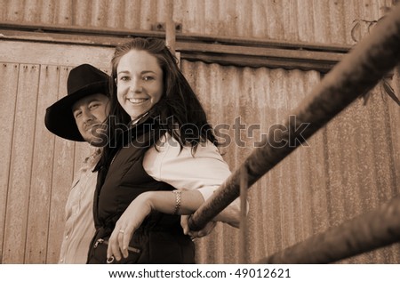 Sepia shot of a young Farming couple