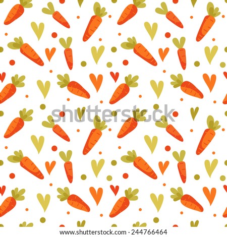Seamless pattern with hearts and carrots