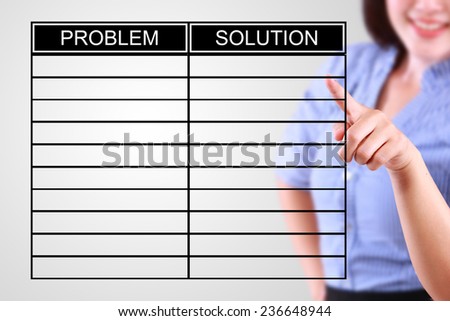 business woman designed problem and solution list