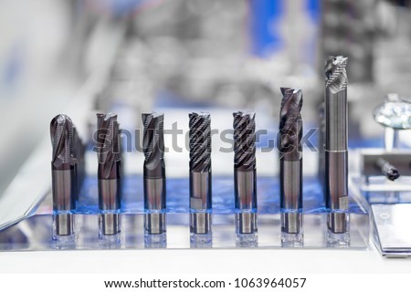 Industrial milling metal cutting tool with carbide cutter insert in workshop