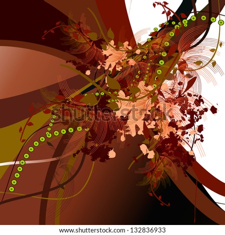 abstraction with brown flowers. Raster