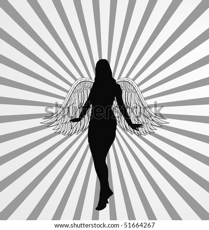 stock vector vector girl with angel wings