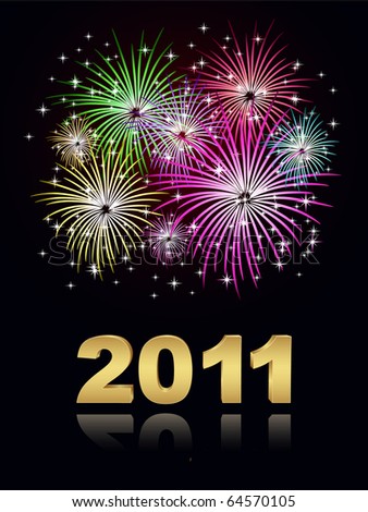 stock vector : fireworks 2011 new year background