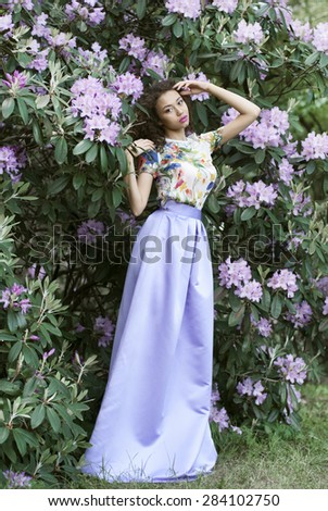 beautiful women in flower dress
