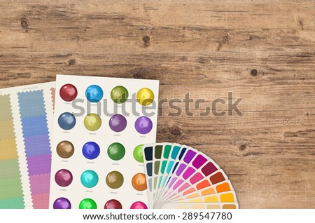 color swatch template and chart on wood background