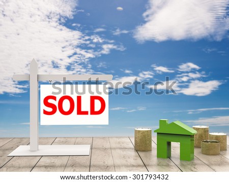 sold out sign with mock up house