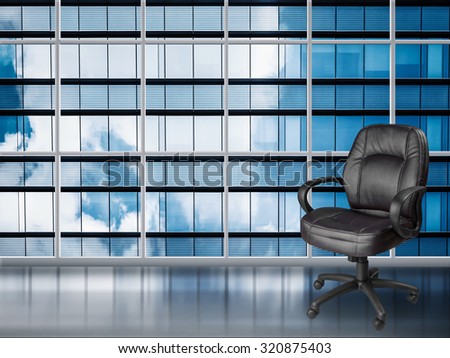 office chair with office building background