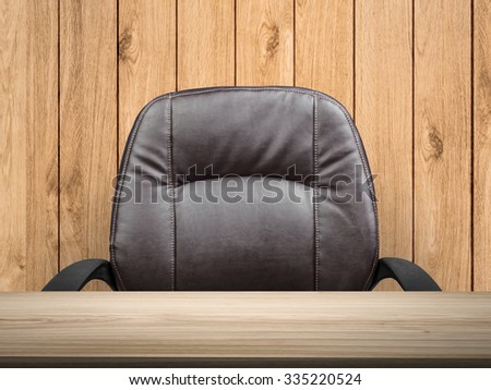 wooden table with office chair isolated on white