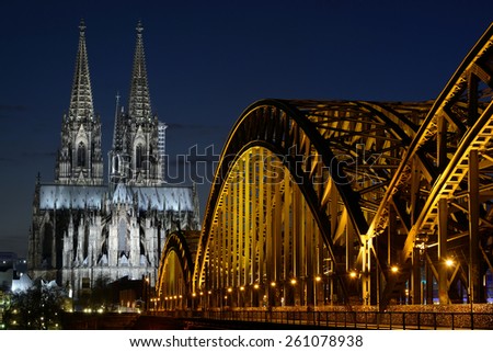 Cologne Cathedral (Dom) and Hohenzollern Bridge, Cologne, Germany