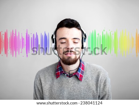 Dreaming man listening to music