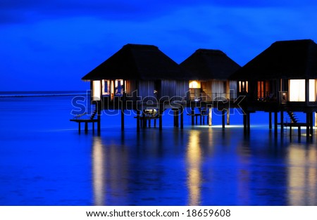 The Charming Night of Water Villa