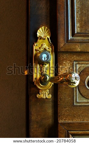 Open Noble Golden Hall\'s Vintage Door in Stockholm, Sweden