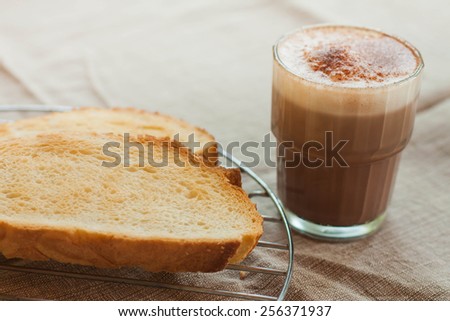 Cocoa and bread for breakfast