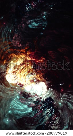 Anathema - Glorious Affection - Digital fractal of chaotic, swirling, liquid bright colors.