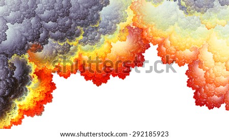 Element - Digital abstract of fiery smoke with white negative space.