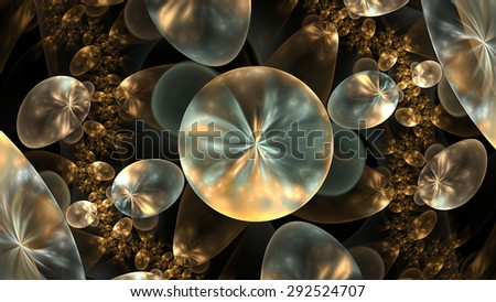 Gem Globes - Digital fractal of blue and gold gems.