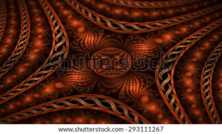 Jarovin - Digital abstract of bright orange and metallic circular shapes and lines.