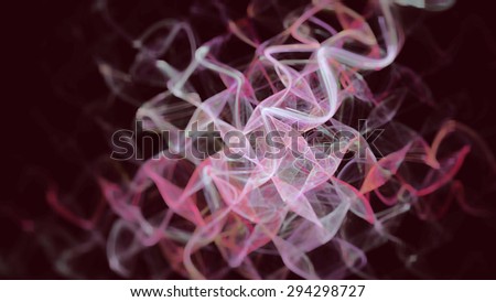 Snarl - Digital abstract of red and pink entwined lines.