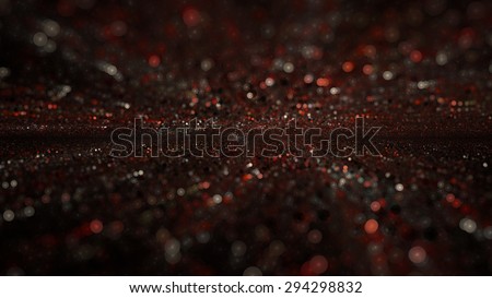 Spilled Glitter - Digital fractal of red, silver and black bokeh.