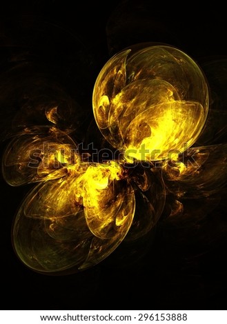 Glowing Flower - Yellow - Digital fractal of a bright yellow flower that glows in the dark.