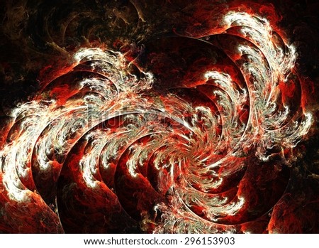 Portal To The Netherworld - A digital abstract painting of a red, white and black magical portal that leads to the underworld.