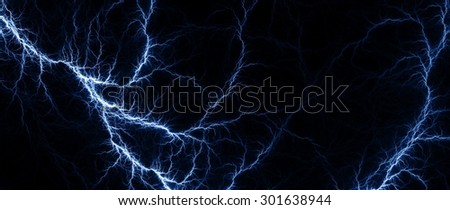 Blue Lightning - Digital fractal of hot blue lightning, electrical background