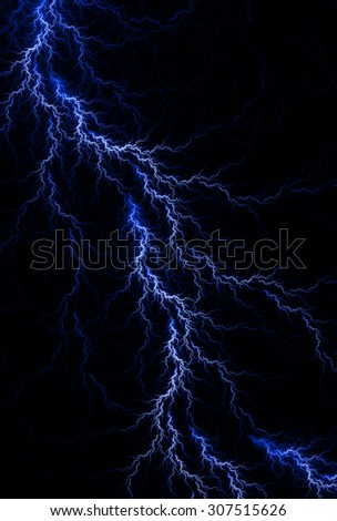 Digital fractal of fantasy blue lightning storm, hot electrical background.