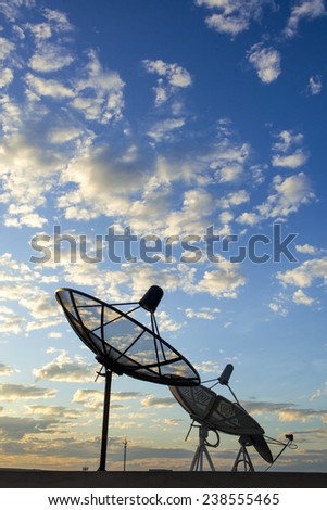 satellite dish in cloud sky